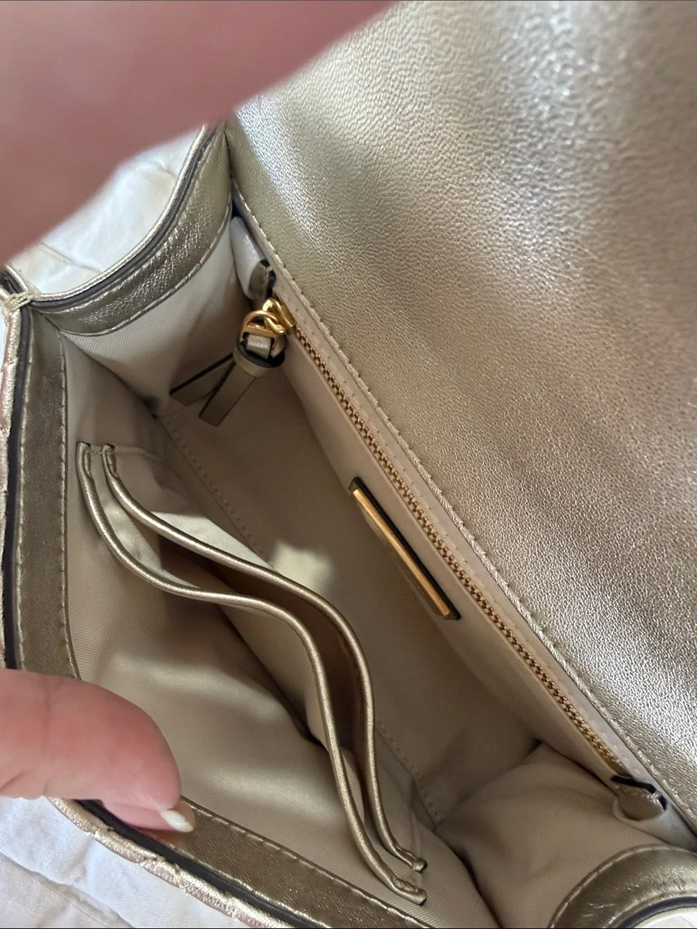 Tory Burch Fleming metallic small convertible shoulder bag